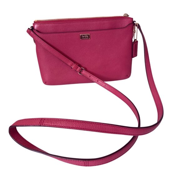 COACH Crossbody Bag Madison Leather East West Swing pack in Loganberry women Med - Picture 1 of 8